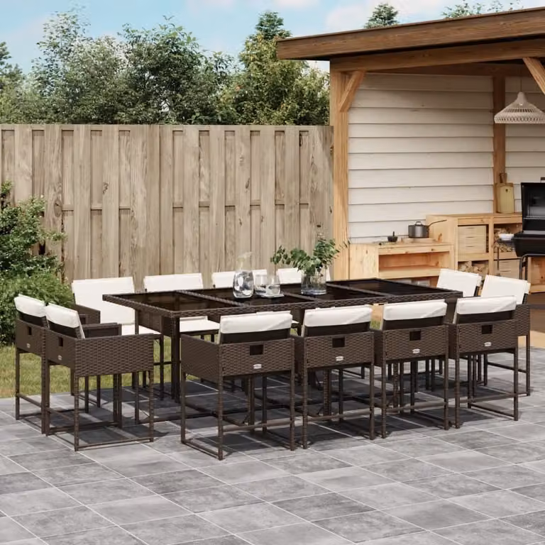 Maison Exclusive - Set da Pranzo da Giardino 13pz con Cuscini Marrone Polyrattan
