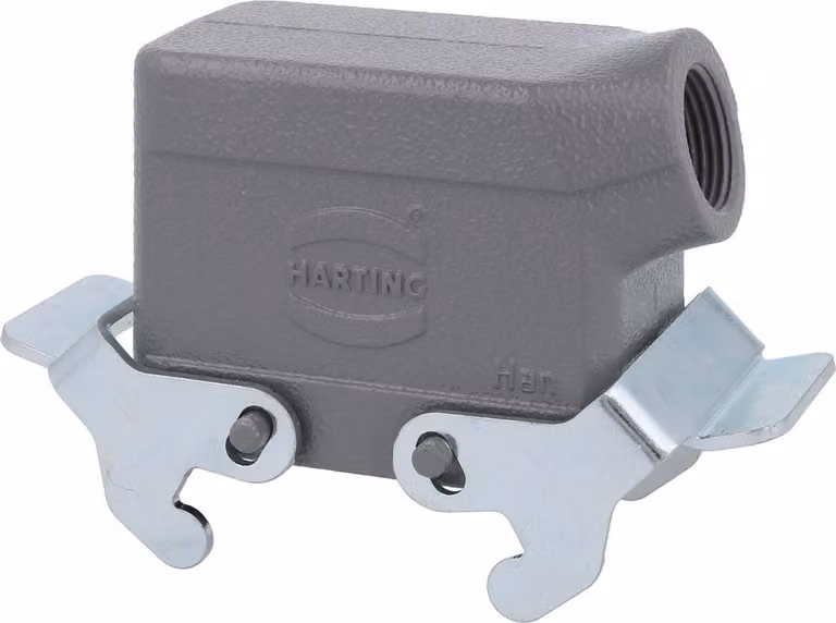 HARTING Han 10B Custodia a manicotto bassa, 1xM20 uscita cavo laterale, con 2 staffe trasversali Vite M20 Area di serraggio