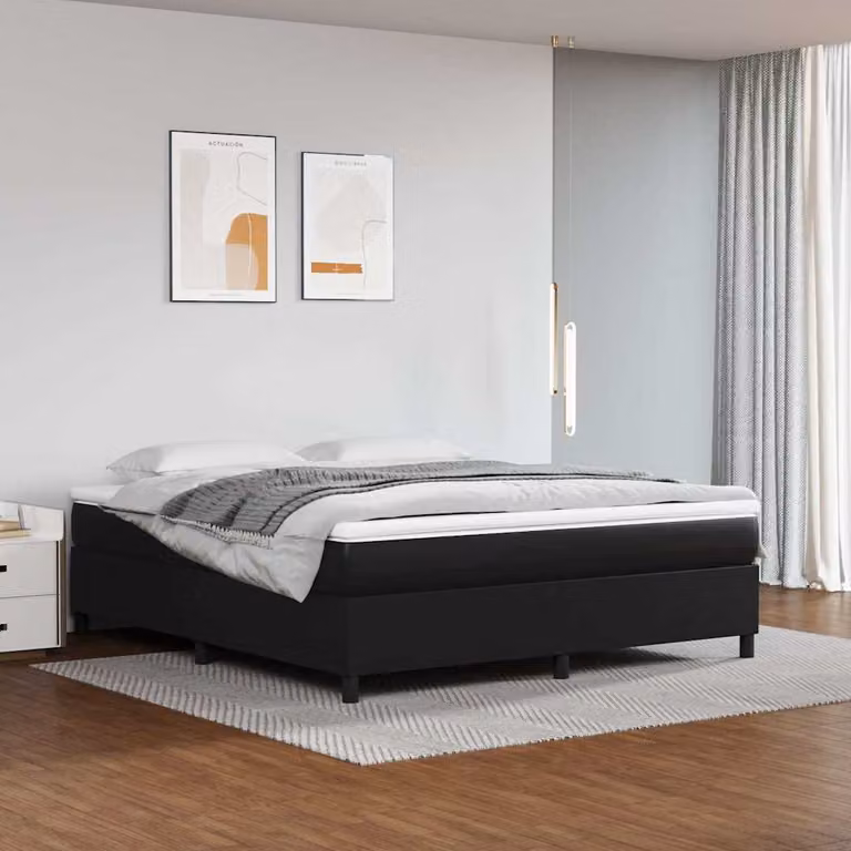 vidaXL Giroletto a Molle con Materasso in Similpelle Nero L: 180 cm, P: 200 cm