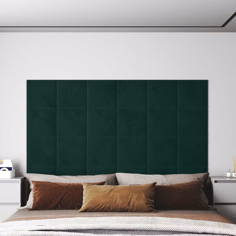 Testiera da parete vidaXL in velluto verde scuro, set da 12 pannelli imbottiti moderni