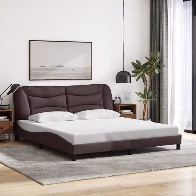 Giroletto senza Materasso-Struttura Letto Hvar Marrone Scuro 180x200 cm Tessuto