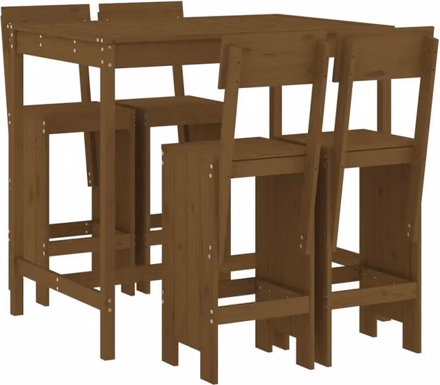 Set Bar da Giardino 5 pz | Set Salotto da Giardino ambra in Legno Massello di Pino