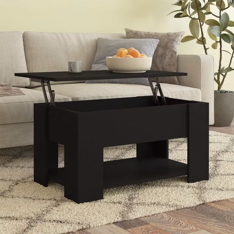 Tavolino The Living Store nero 79x49x41 cm in materiale ligneo