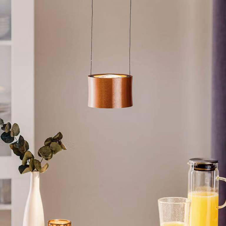 BANKAMP Impulse LED a sospensione 1 luce oro rosé Impulse, dimmerabile, Rame, Soggiorno / Sala da pranzo, Alluminio, Moderno