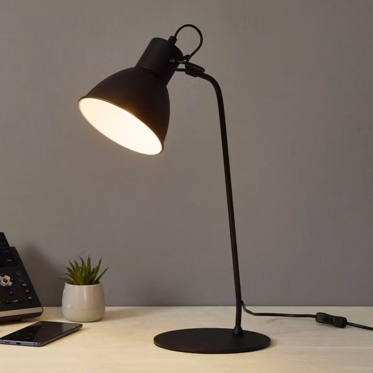 Lucide Lampada da scrivania Shadi, Nero, Studio / Ufficio, Metallo, Moderno, Lampada da tavolo