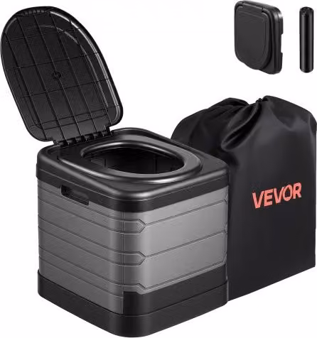 VEVOR Toilette da Campeggio Pieghevole Portatile Nero, WC Mobile per Campeggio e Viaggio con Borsa per Trasporto e Sacchi di Spazzatura, Carico massimo 150 kg