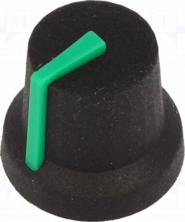 2 manopole rotative in gomma, marca Kuntoff, con indicatore, albero di diametro 6 mm, colore nero, modello CL170847CR