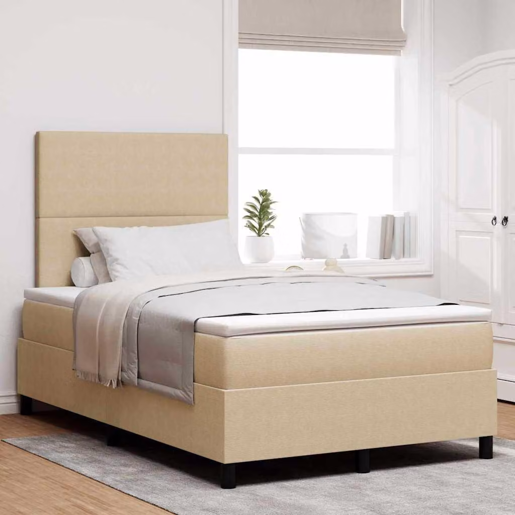 Maison Exclusive - Letto boxspring grigio chiaro e bianco 120 x 190 cm Tessuto in velluto a coste