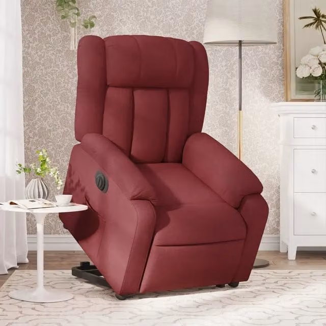 Poltrona Alzapersona Reclinabile Elettrica vidaXL in Tessuto Rosso per Senior