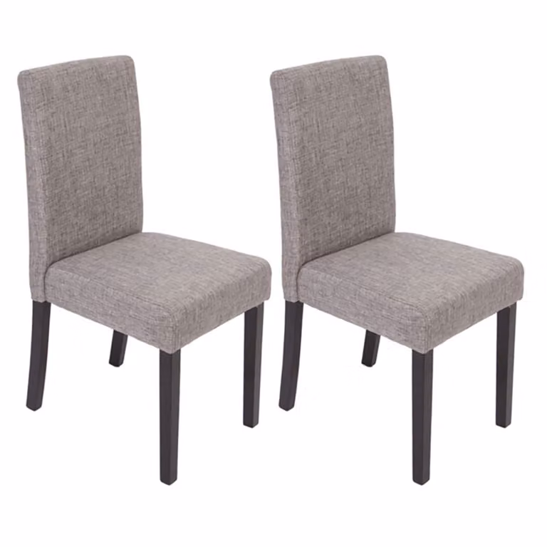 set di 2 sedie per sala da pranzo Sedia da cucina Littau ~ tessile, grigio, gambe scure