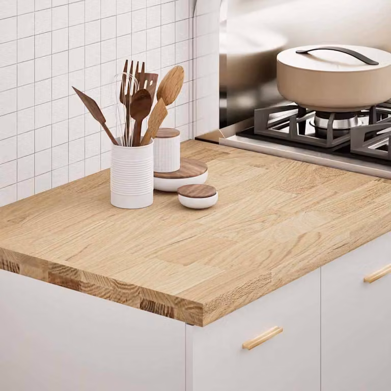 Piano di Lavoro per Cucina vidaXL in Legno Massello Rovere Marrone L: 80 cm, P: 63,5 cm, H: 4 cm
