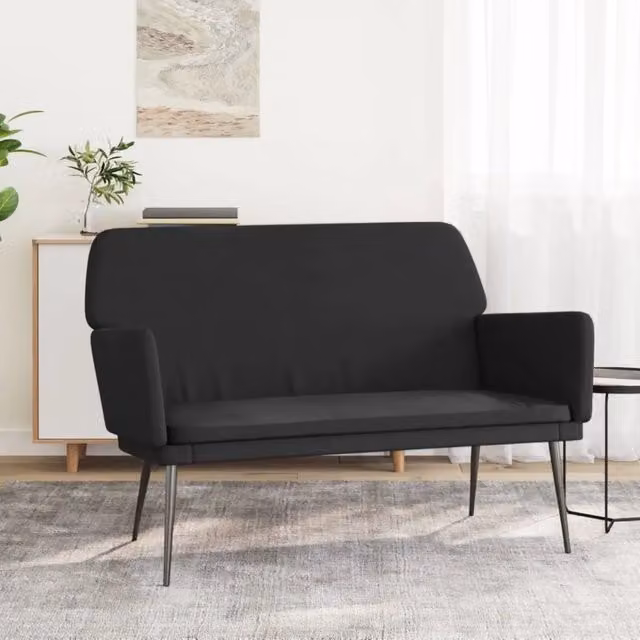 Panca-Sgabello Nera 108x79x79 cm in Velluto 682899