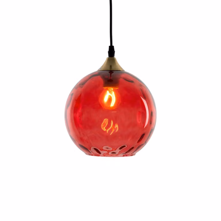 Holländer Lampada a sospensione in vetro Roma, dimmerabile, Rosso, Soggiorno / Sala da pranzo, Vetro, Moderno, Lampada a sospensione