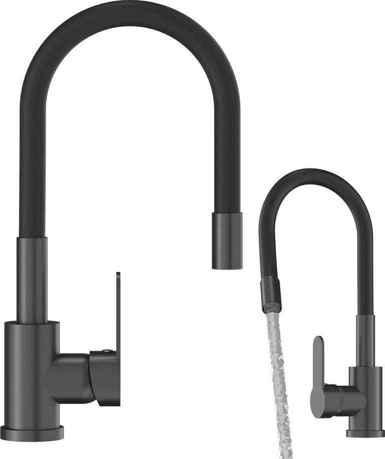 Granitan - Rubinetto da cucina - Rubinetto per lavello - Orientabile a 360° - Cartuccia in Vetroceramica - Nero - GRADO