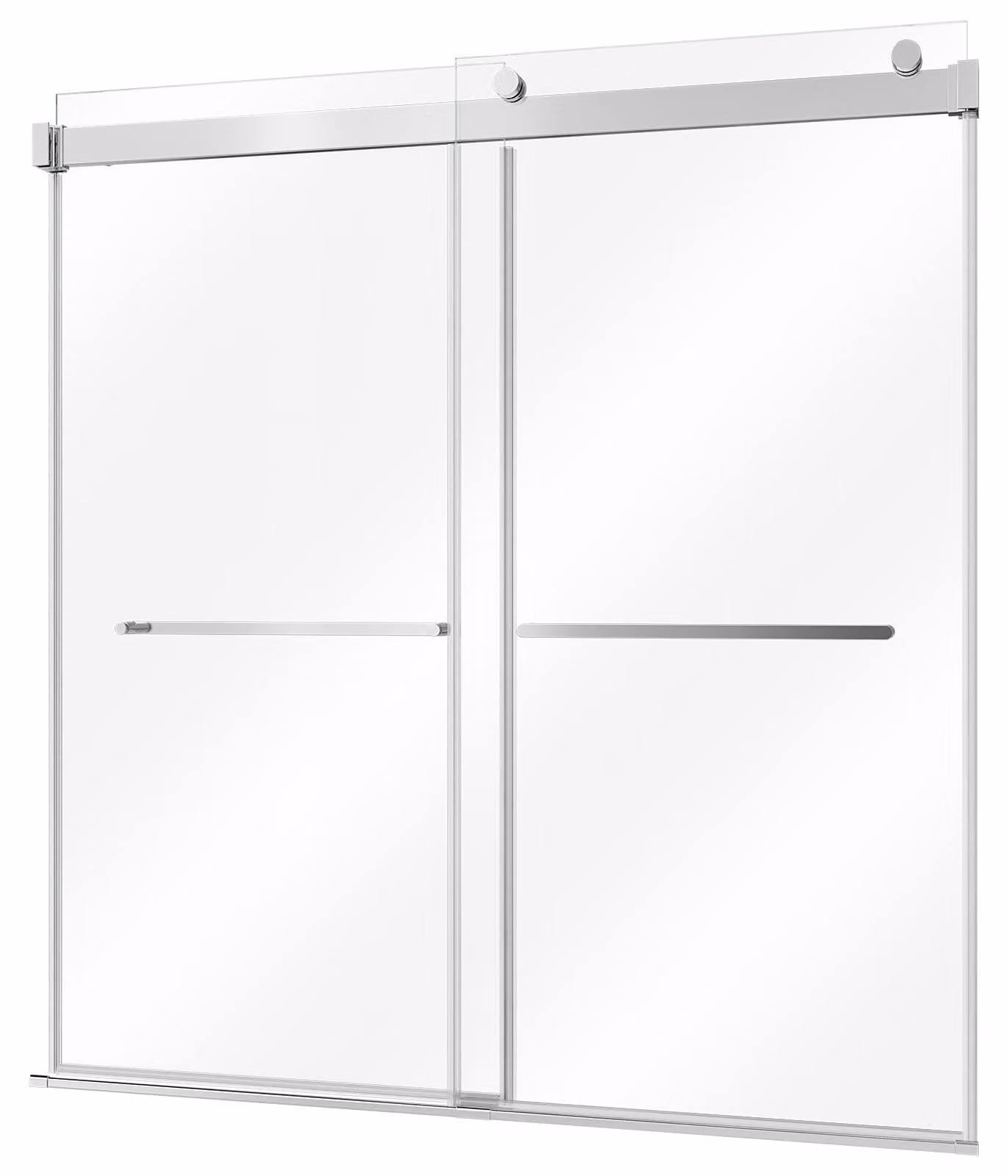 Pannello doccia senza telaio per vasca da bagno SucceBuy, dimensioni 1524x1524 mm, vetro temperato trasparente da 8 mm, porta scorrevole a due ante con maniglie in acciaio inossidabile e rivestimento nanotecnologico, adatto sia per vasche da bagno che per