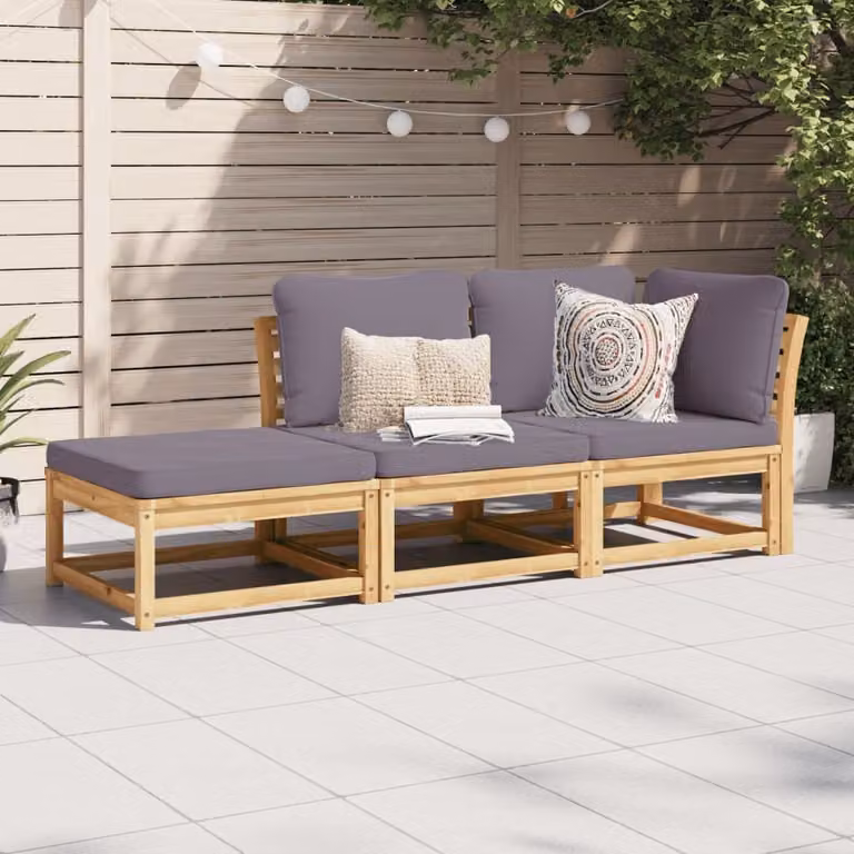 Maison Exclusive - Set Mobili da Giardino 3pz con Cuscini Legno Massello di Acacia