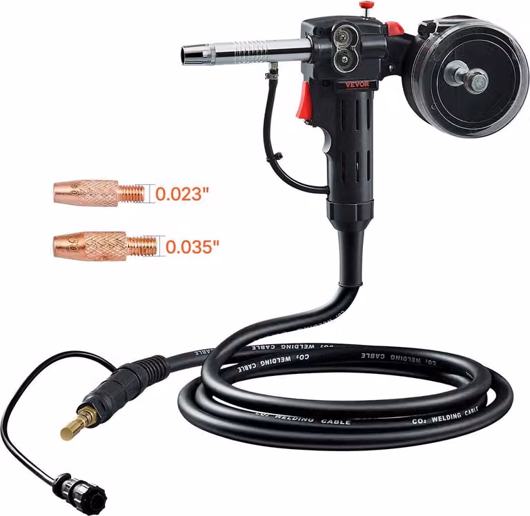Pistola a bobina da 100 Amp con cavo da 10 piedi per fili di saldatura da 0,023", 0,030" e 0,035"