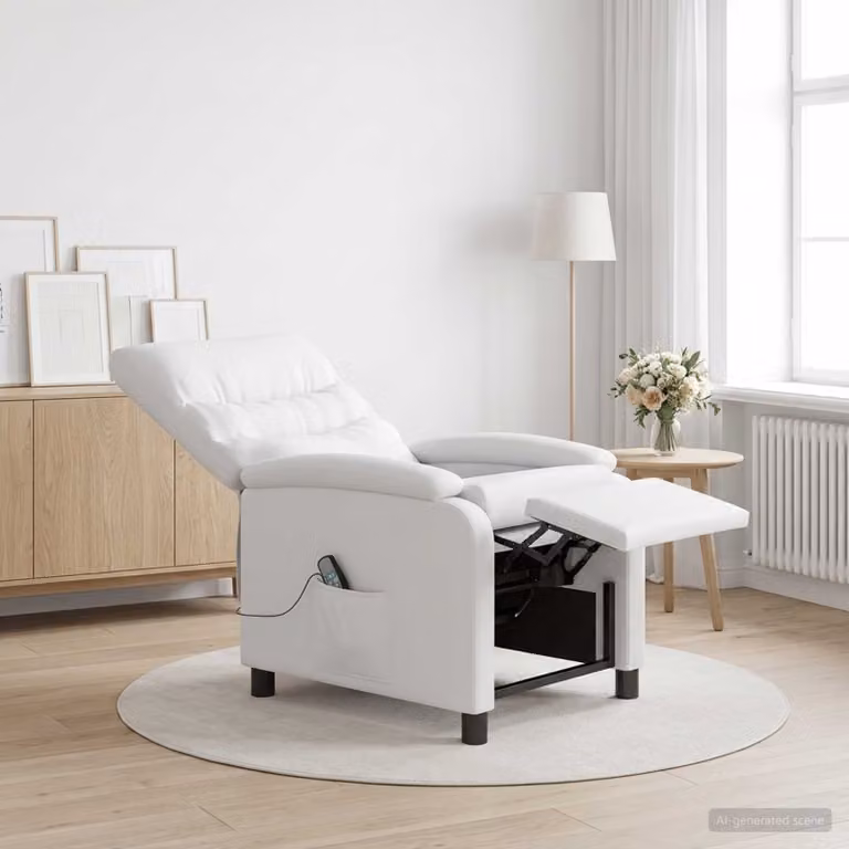 Poltrona relax reclinabile elettromotrice vidaXL in similpelle bianca con braccioli