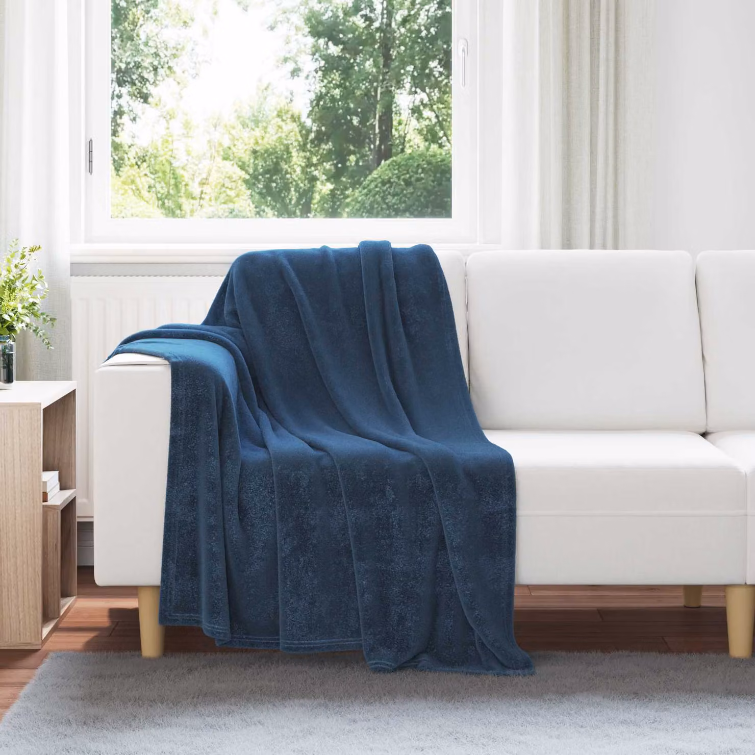 Set di 6 coperte in pile vidaXL blu, L 130 cm x P 150 cm
