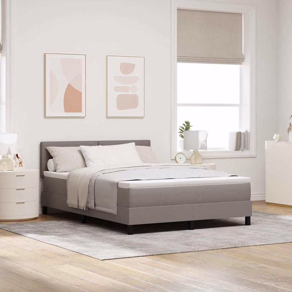 Maison Exclusive - Letto boxspring con strisce luminose a LED, color taupe, 160 x 200 cm, rivestimento in tessuto
