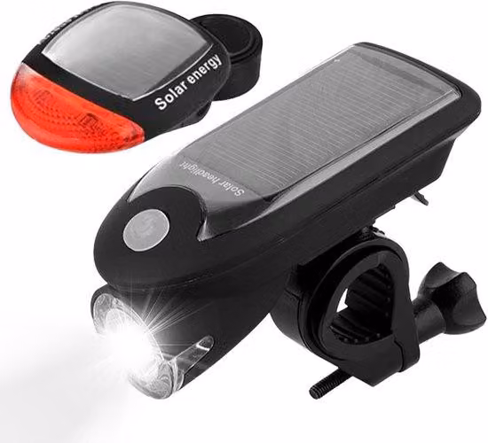 Luci LED solari per biciclette - batteria da 1200 mAh, impermeabili, adatte per mountain bike, bici da corsa, bici da città, e-bike e gite diurne