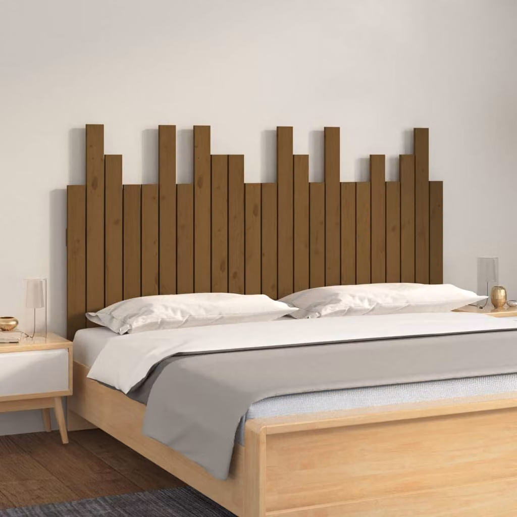 Testiera da parete vidaXL in legno massello di pino, colore marrone, L: 146,5 cm, P: 3 cm, H: 80 cm