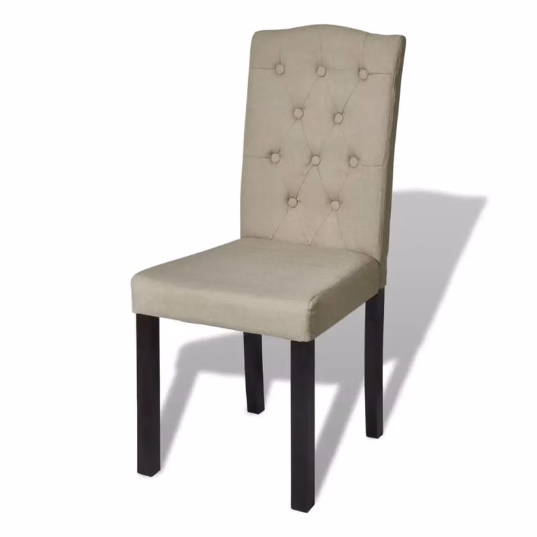 Set di 4 sedie da pranzo vidaXL in tessuto color cammello stile Chesterfield