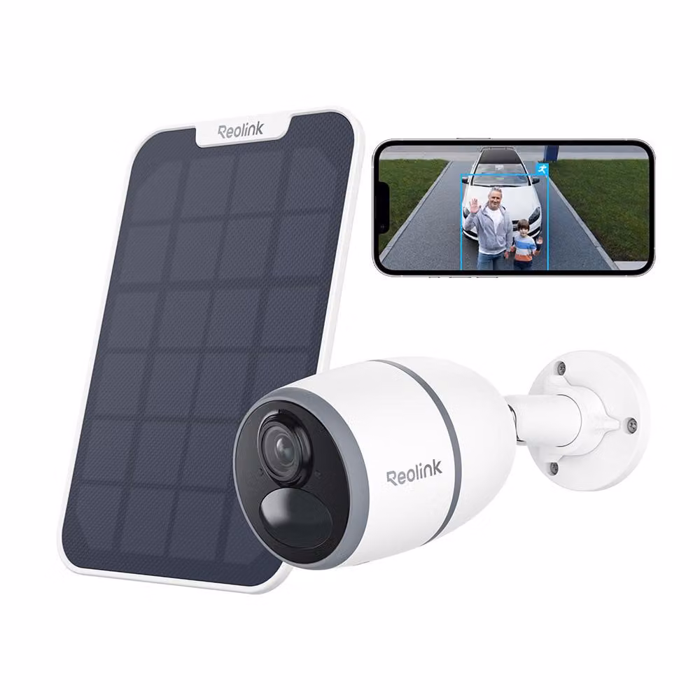 Telecamera di sorveglianza Reolink 4MP a batteria 4G/pannello solare, rilevamento persone/veicoli/animali, visione notturna, audio a 2 vie, IP65, time-lapse, scheda SIM 4G