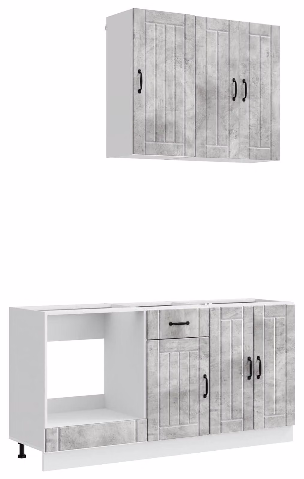 Set cucina LUCCA, 5 pezzi, grigio cemento, legno ingegnerizzato