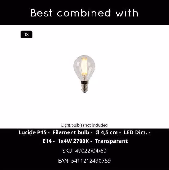 Lampada da tavolo glamour Sueno oro-bianca 1xE14x40W in vetro, dimensioni: 17x13x13 cm, IP20, Lucide