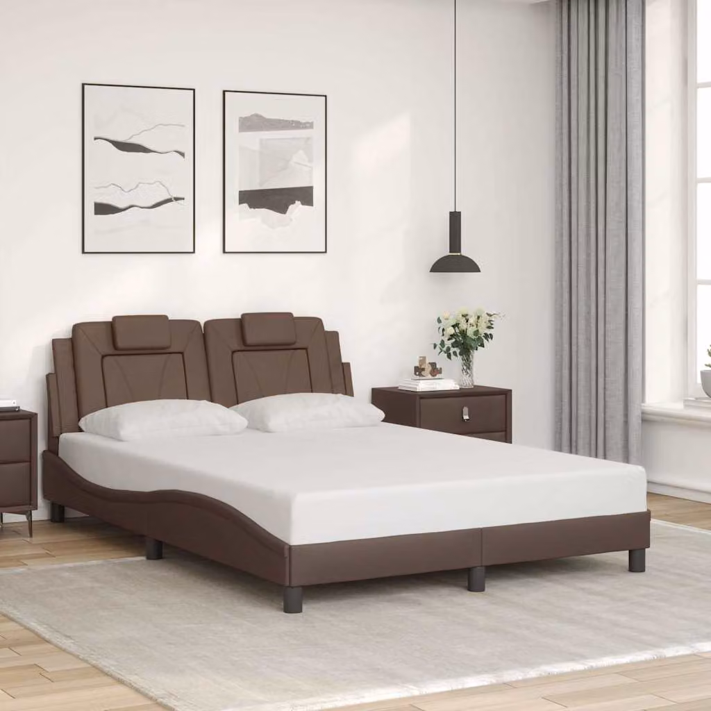 Giroletto Viana vidaXL in similpelle marrone senza materasso L: 140 cm, P: 190 cm – 1