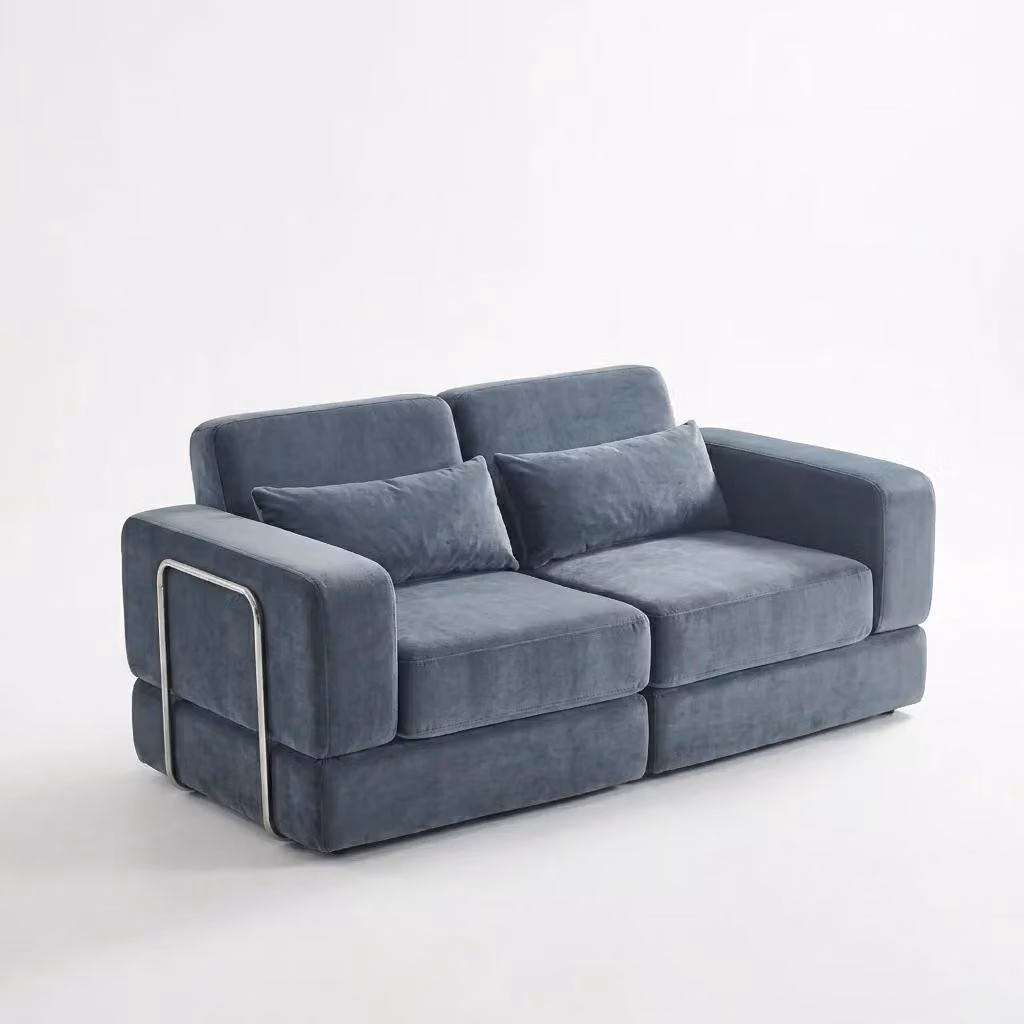 Divano letto in velluto - Divano modulare 4 in 1 - Larghezza 1,8 metri - A forma di "U" - Pieghevole - Con due posti a sedere - Blu scuro