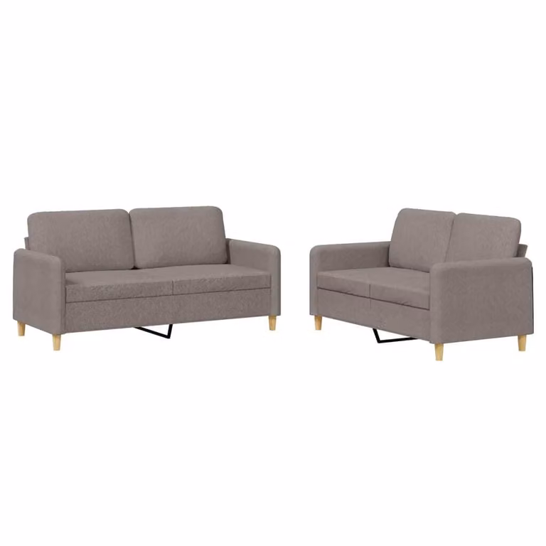 Set di Divani 2 pz con Cuscini Tortora in Tessuto