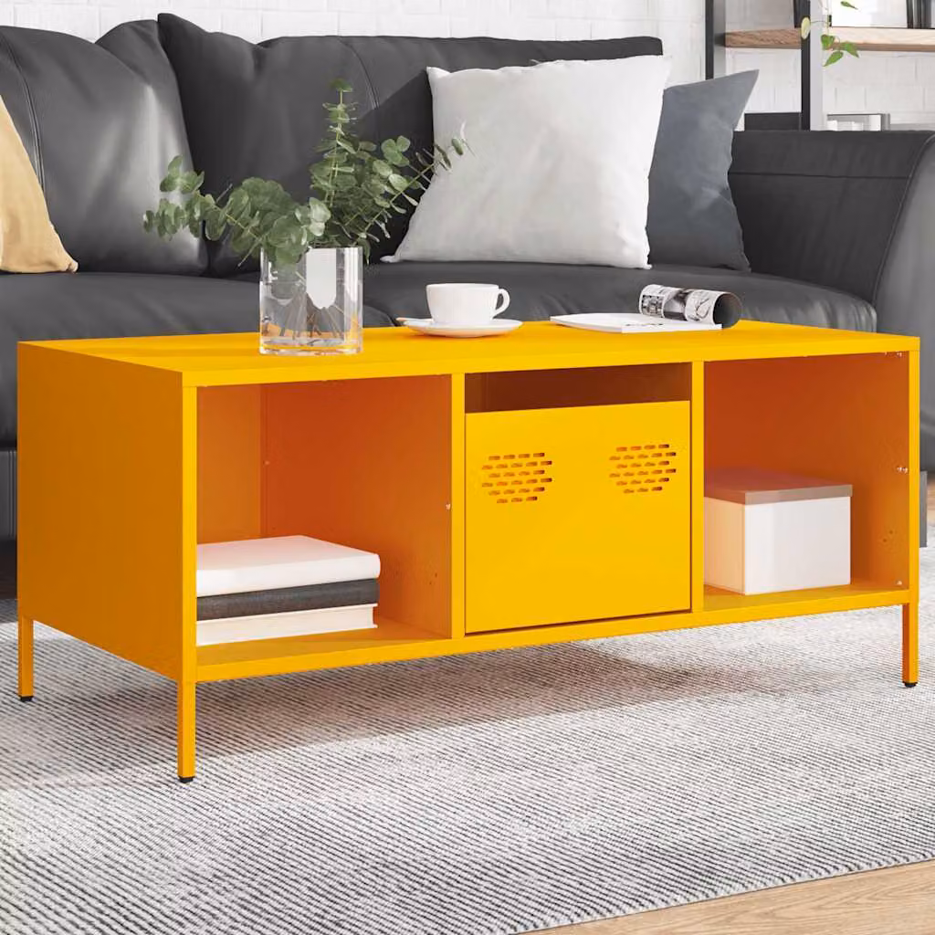 Maison Exclusive - Tavolino da salotto giallo senape 101,5x50x43,5 cm Acciaio laminato a freddo