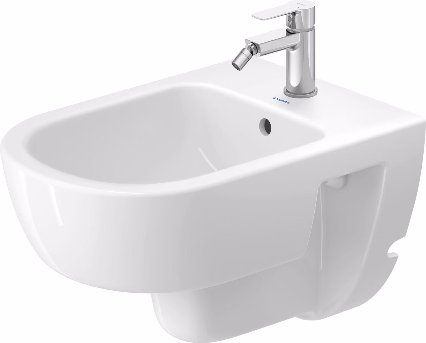 Duravit D-Code bidet mural, avec trou pour robinetterie, avec trop-plein, 370x540x340mm, blanc brillant, 2723150000, 2723150000