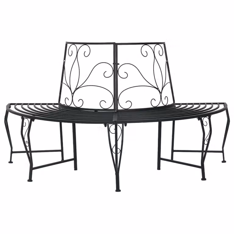 Panchina da giardino vidaXL per 4 persone in acciaio nero L: 160 cm, P: 80 cm, H: 89 cm