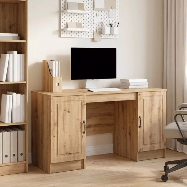 Scrivania da Scrittura vidaXL in Legno Rovere Marrone L: 142,5 cm, P: 50 cm, H: 75 cm