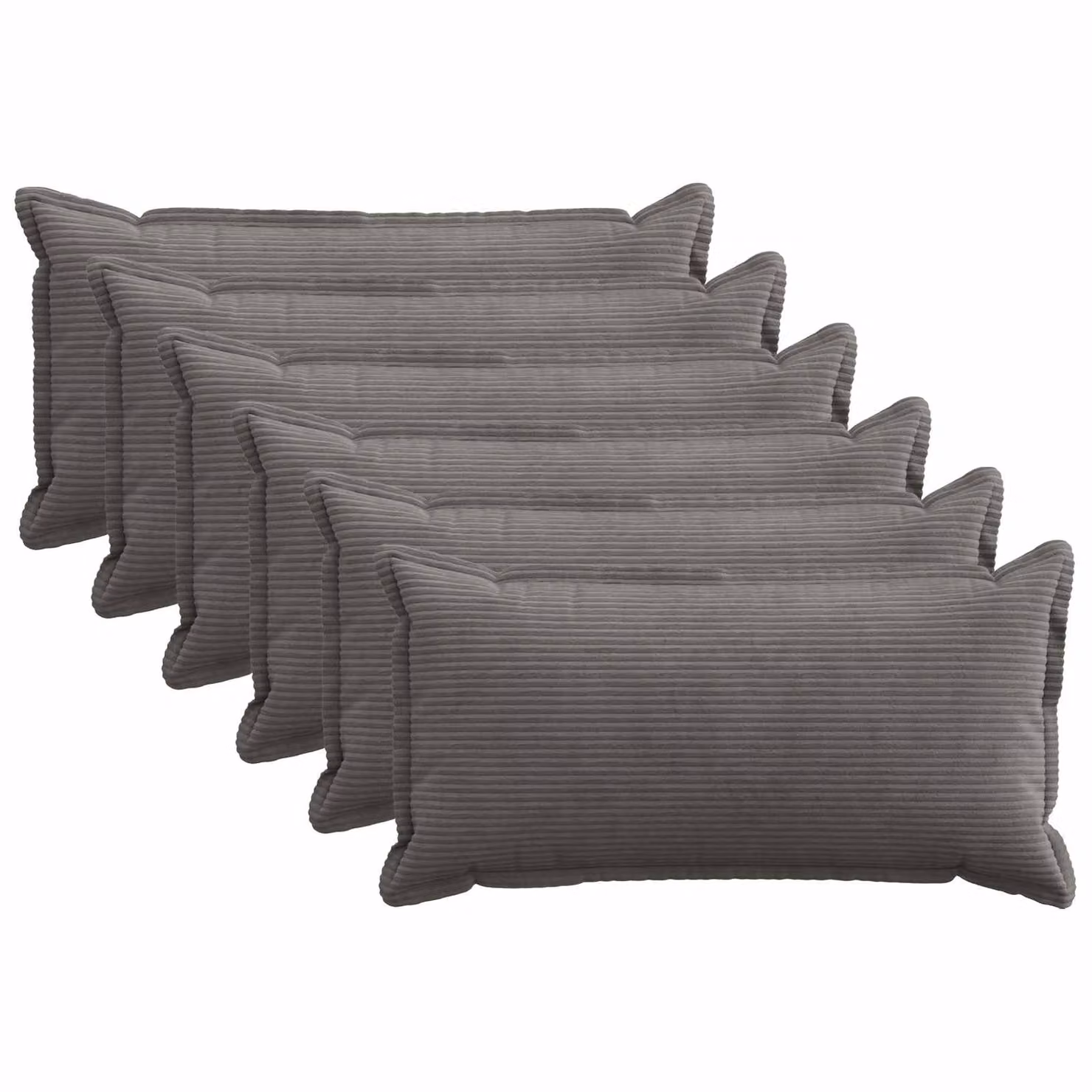 Set di 6 federe vidaXL HOUTEN in velluto a coste grigio scuro, L 80 x P 40 cm