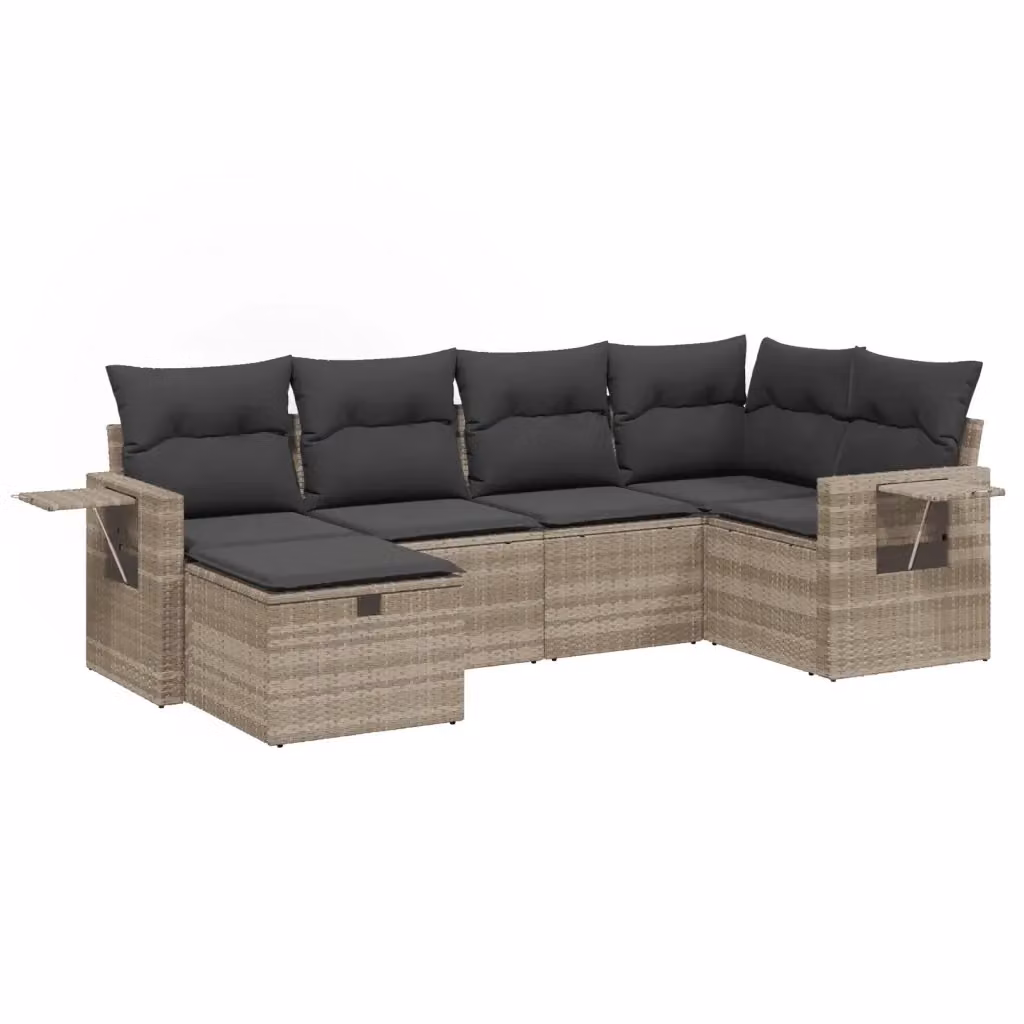 Set Divano da Giardino vidaXL a Forma di L con 6 Pezzi e Cuscini Grigio Moderno – 2
