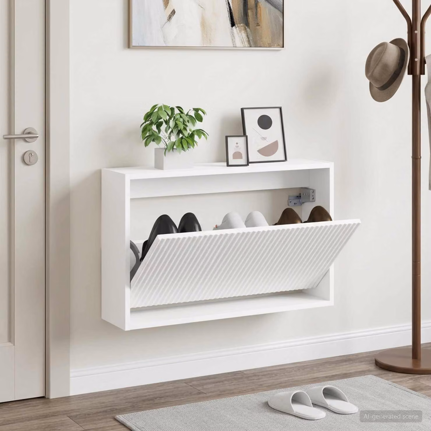 Mobiletto per scarpe da muro vidaXL ARNHEM moderno bianco L: 71 cm, P: 43 cm, H: 17 cm