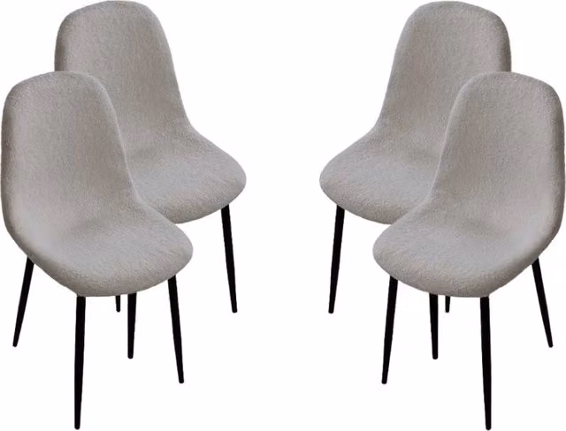 Set di 4 sedie imbottite Maury's in tessuto Teddy grigio con gambe nere L: 44 cm, P: 48 cm, H: 88 cm
