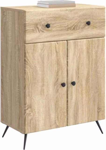 Credenza Buffet Madia Design In in Rovere Sonoma, Legno Ingegnerizzato, L 66 cm x P 34,5 cm x H 90 cm