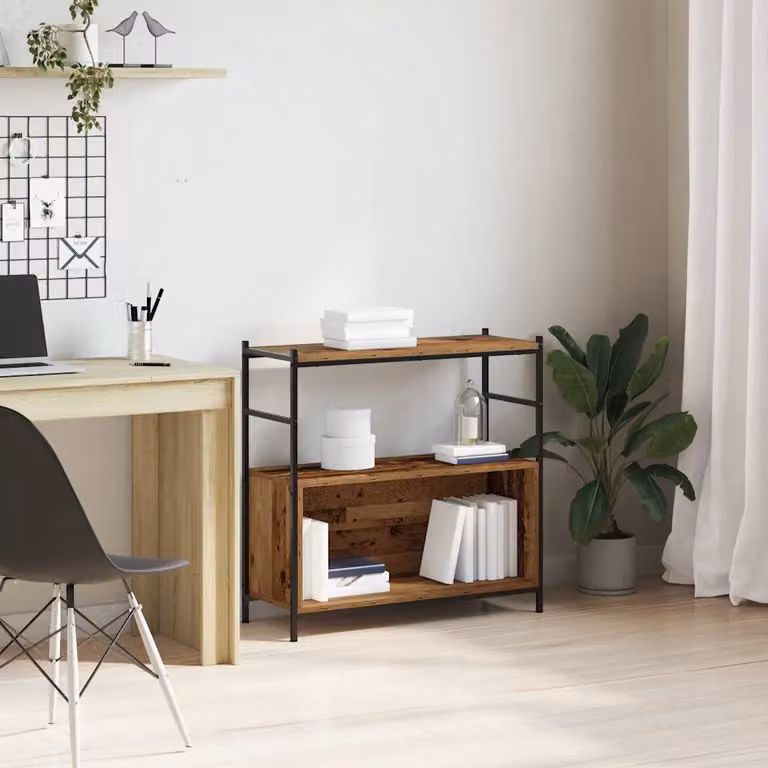 Libreria moderna vidaXL in legno e metallo color marrone, L 80 cm x P 30 cm x H 78,5 cm