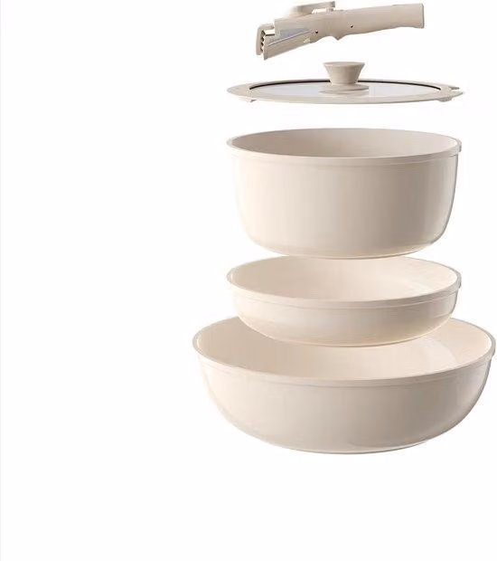 Set di pentole e padelle in Vetroceramica - Cucinare in modo sano a casa - Manico rimovibile