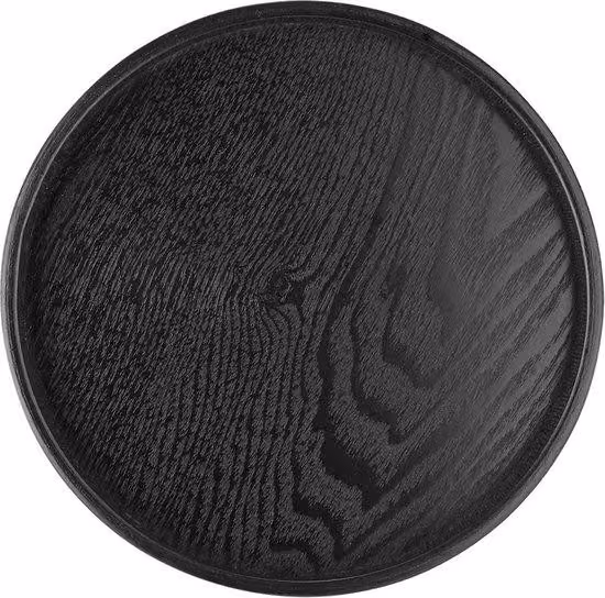 Piano tavolo in legno massello 60x60 per tè, caffè, spuntini e pasti - Piatti rotondi neri (30 cm) Piano tavolo 60x60