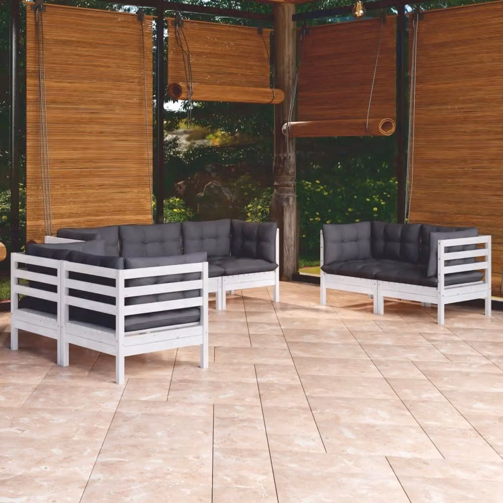 The Living Store Set salotto da giardino 7 pezzi con cuscini in legno di pino massiccio
