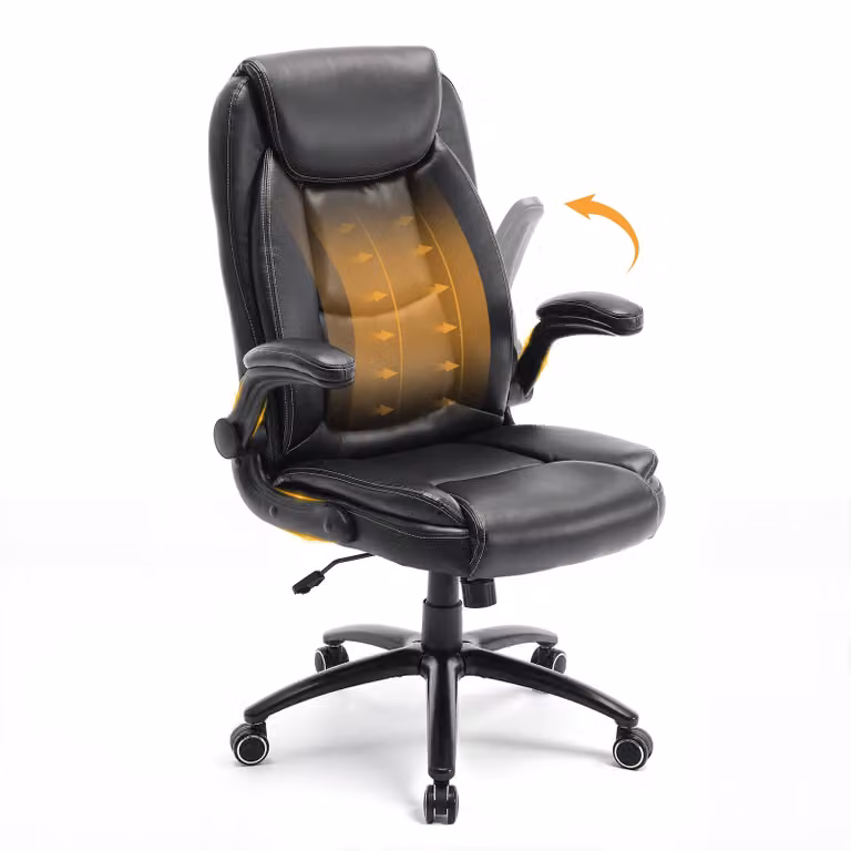 Sedia da ufficio-COLAMY - Sedia da scrivania ergonomica con schienale alto, braccioli pieghevoli e funzione di inclinazione regolabile