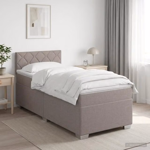 Letto box spring con materasso Tortora 80 x 200 cm Tessuto 3450359
