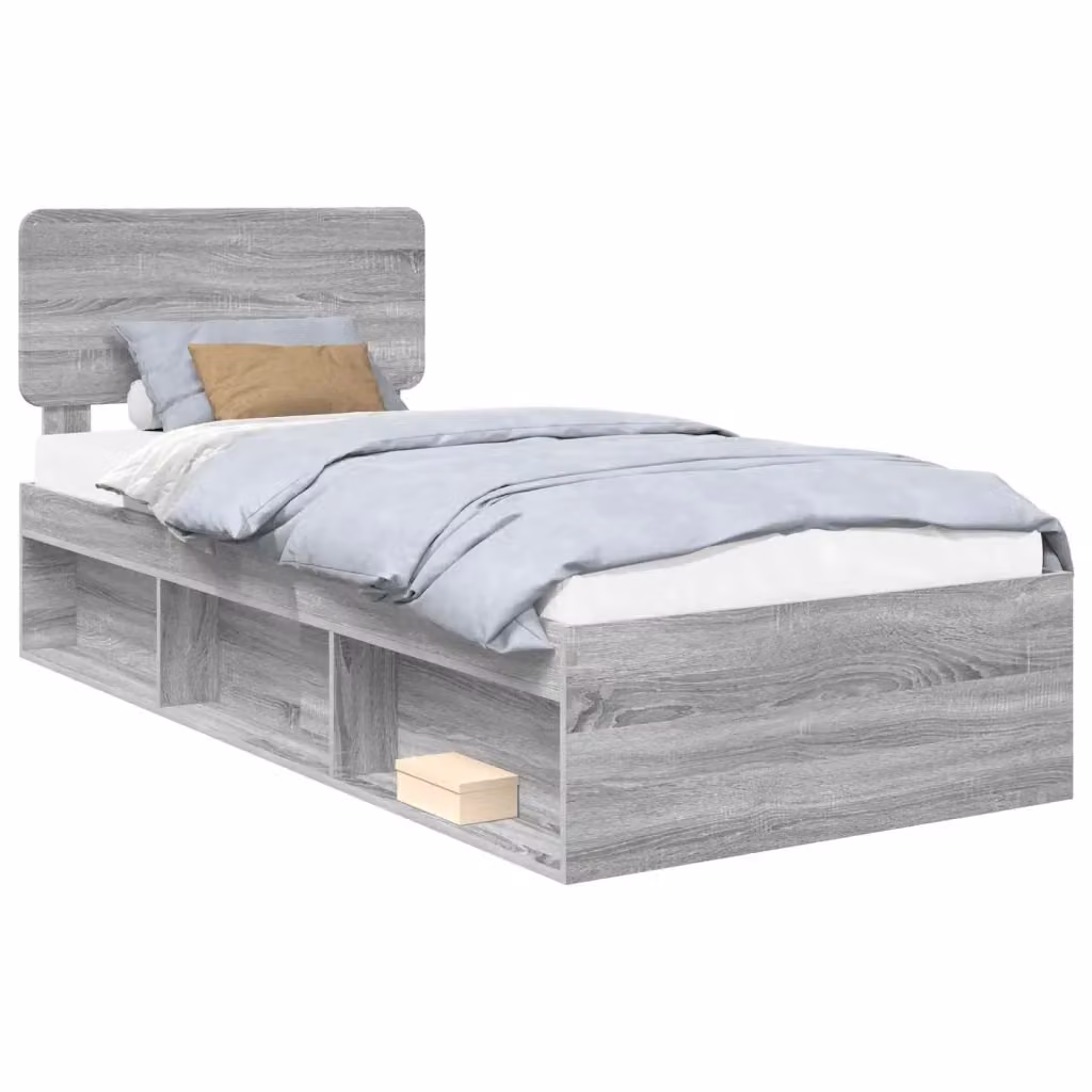 Struttura letto moderno vidaXL in pino massello grigio L/P/H: 190 x 80 x 90 cm – 2