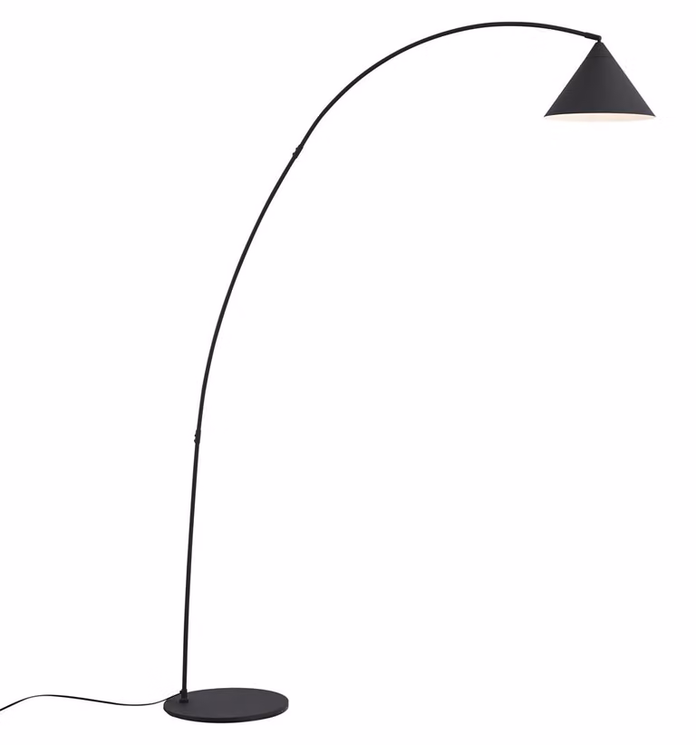 Lampada da terra retrò nera con interno bianco Triangolo
